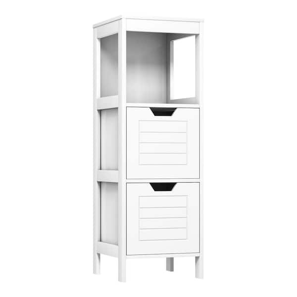 HONEY JOY White Tall Freestanding Bathroom Storage Cabinet with 5