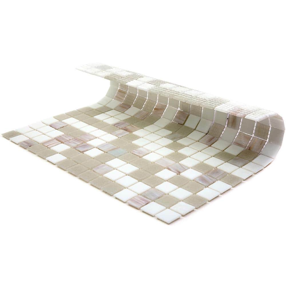 12" x 12" White and Gray Glass Mosaic Tile
