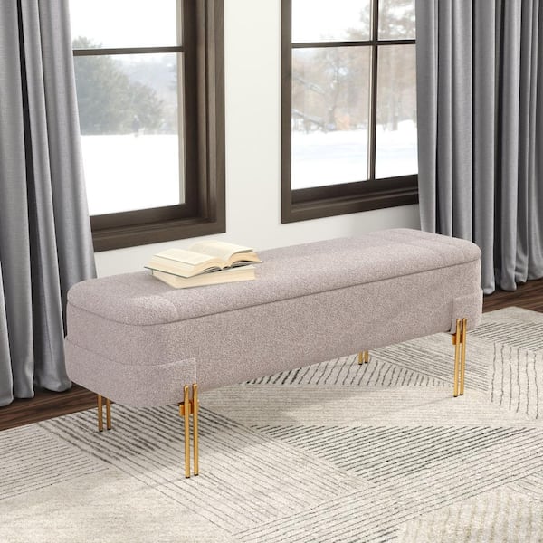 ZUO Lebreton Storage Oatmeal Beige Dining Bench 46.1 in. W
