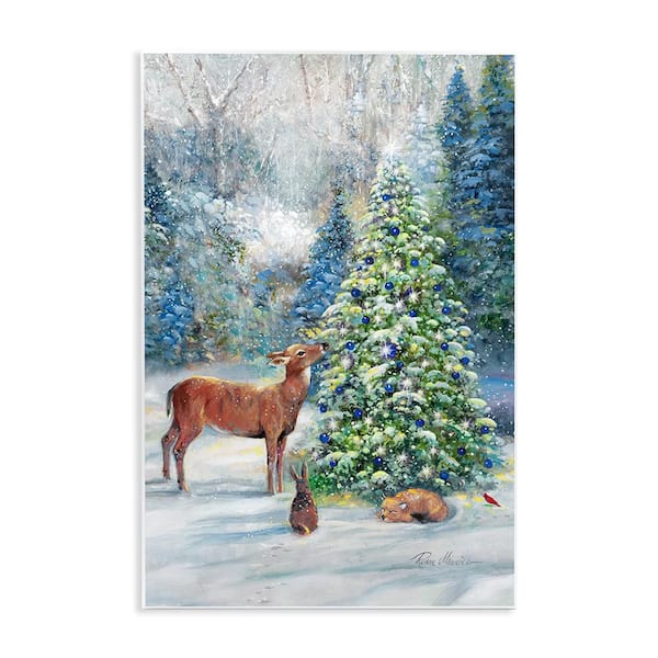Winter Woodland Animals Tree by Ruane Manning Unframed Graphic Art Print Animal 19 in. x 13 in.