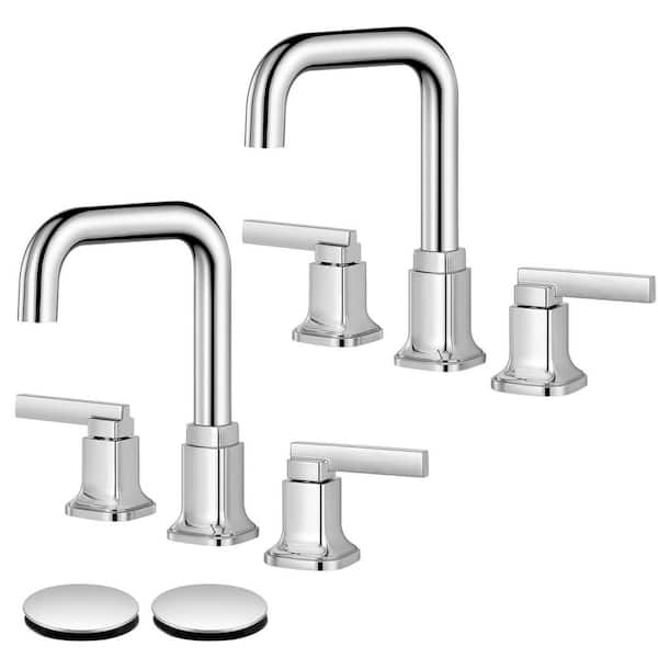 Contemporary 8 in. Widespread 2-Handle Bathroom Faucet with Pop-Up Drain in Matte Black Contemporary 8 in. Widespread 2-Handle Bathroom Faucet with Pop-Up Drain in Matte Black