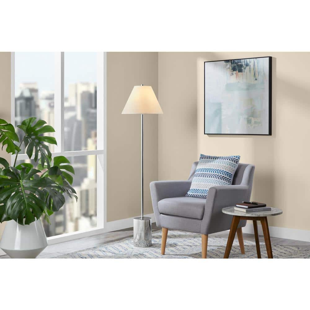 Pelham 58 in. Chrome Floor Lamp with White Fabric Shade price history on PriceWatchPro
