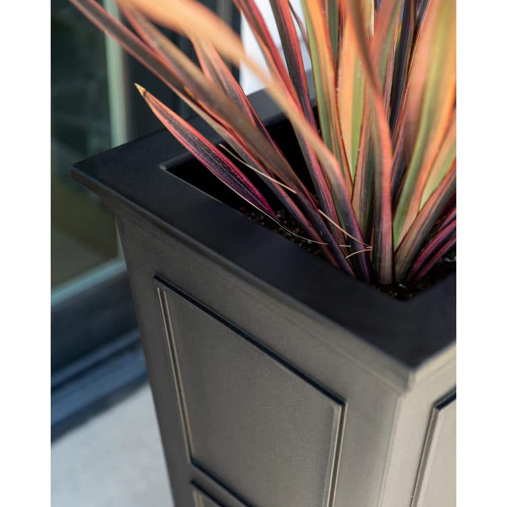 Brixton Tall Black Recycled Plastic Planter Set