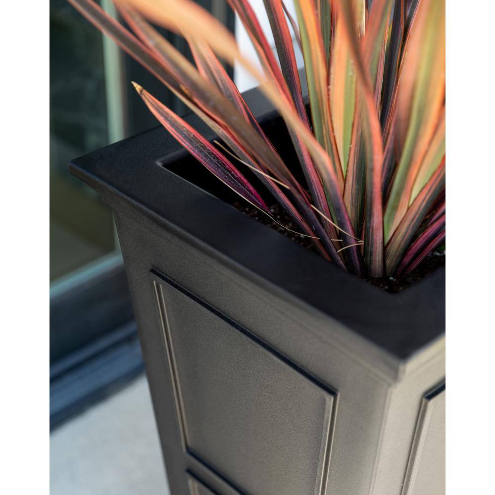Brixton Estate-Inspired Tall 28" Black Recycled Plastic Planter