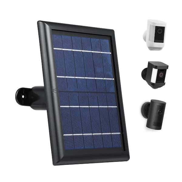 Solar Panel Compatible with Spotlight Cam Battery and All-New Stick Up Cam Battery - 2W 5V Charging (1-Pack, Black)