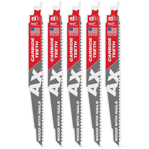 Milwaukee 9 in. 5 TPI AX Carbide Teeth Demolition Nail-Embedded