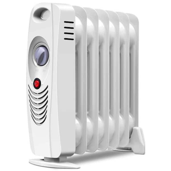 700W White Indoor Electric Oil-Filled Radiant Space Heater with ECO Mode and Overheat Protection for Home