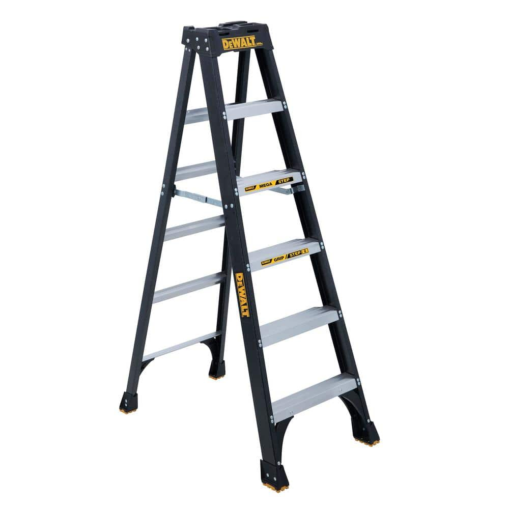 DEWALT 6 ft. Fiberglass Step Ladder 10 ft. Reach Height 300 lbs. Load Capacity Type IA DXL3010 06 The Home Depot