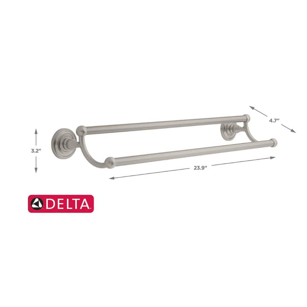 Brushed Nickel 24" Double Wall Mounted Towel Bar