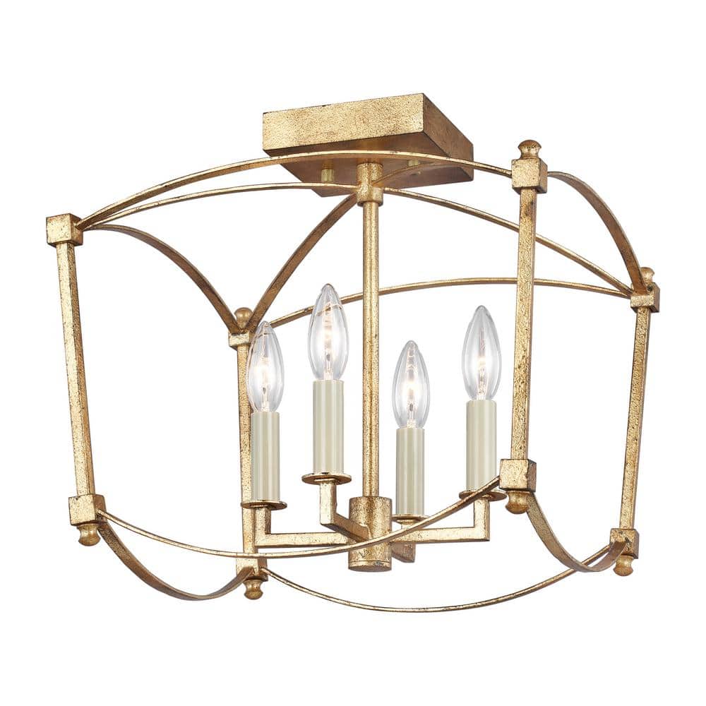Thayer 14.375 in. W. 4-Light Antique Gild Semi-Flush Mount price history on PriceWatchPro