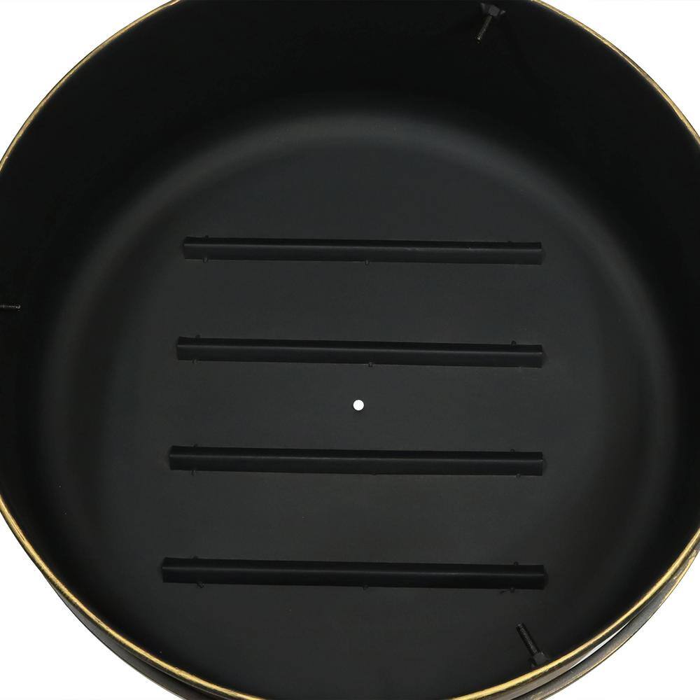 24-Inch Dark Bronze Steel Cauldron Fire Pit with Spark Screen
