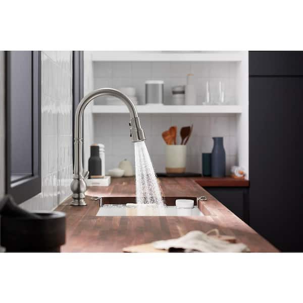 Artifacts Single-Handle Kitchen Sink Faucet with Konnect and Voice-Activation in Vibrant Stainless