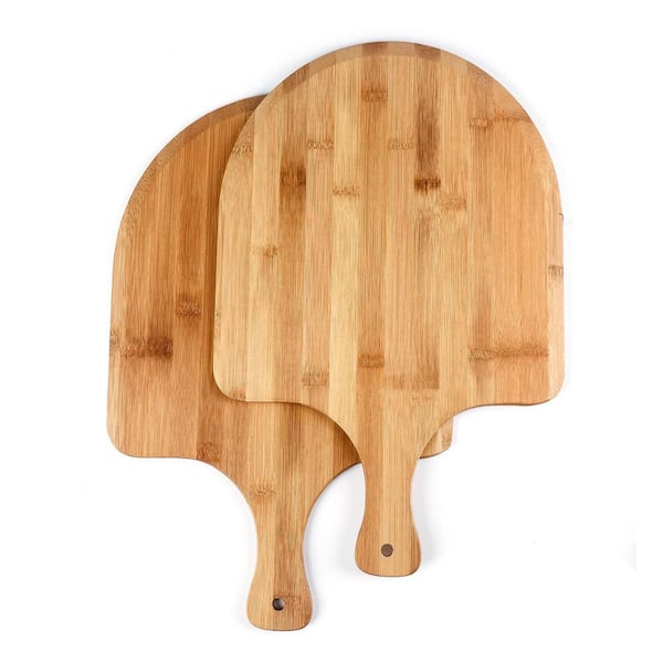 Bamboo Pizza Peel 12 Inch, 2 Pack Wooden Pizza Paddle for Making Pizza, Bread, Pie Cutting Board for Kitchen