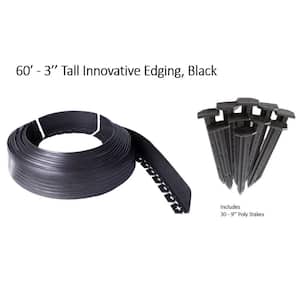 60 ft. L x 2 in. W x 3 in. H Black Tall Resin Innovative Edge No Dig Edging with 9 in. Poly Stakes (30-Quantity)