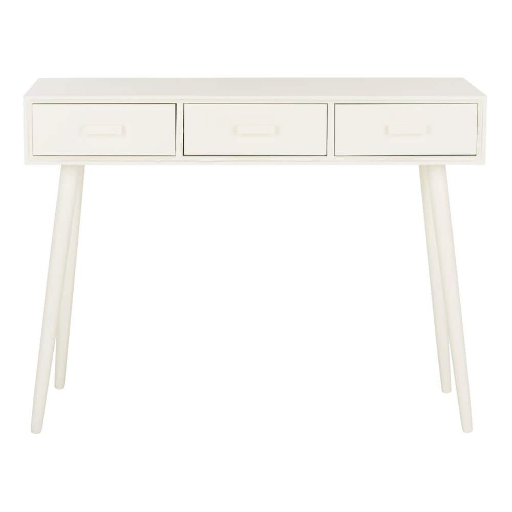 Elegant Transitional White Mirrored 3-Drawer Console Table