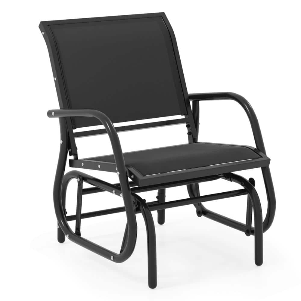 Steel Glider Rocking Chair with Armrests Breathable Fabric Seat 330 lb. Capacity Black price history on PriceWatchPro