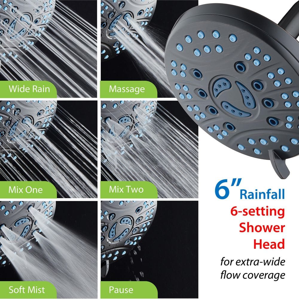 Oil-Rubbed Bronze 6-Setting Round Rainfall Shower Head