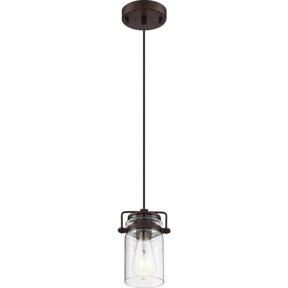 Mahogany Bronze Mini Jar Pendant Light with Clear Glass Shade