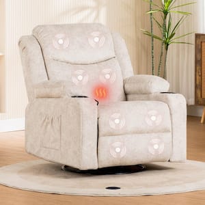 Oversize Power Lift Recliner Chair with Heat and Massage Swivel Rocker Recliner Chair, Cream White