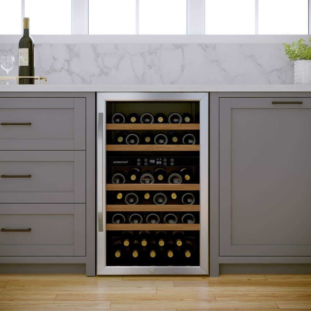 Stainless Steel Dual Zone 38-Bottle Wine Cooler with LED Lighting