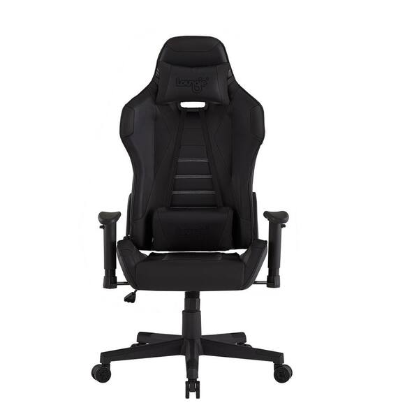 Loungie Avalee Black Faux Leather Game Chair Swivel, Adjustable Back Angle, Seat Height and Armrest