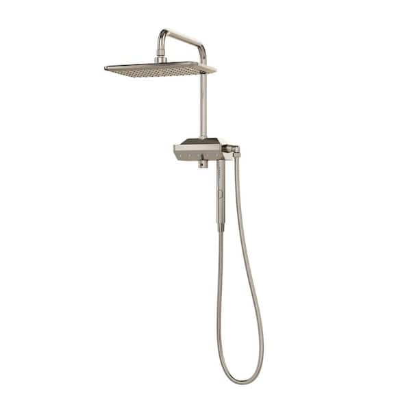 PULSE Showerspas 4-Spray Wall Mounted 12 in. Dual Shower Head and Handheld Shower Head in Brushed Nickel