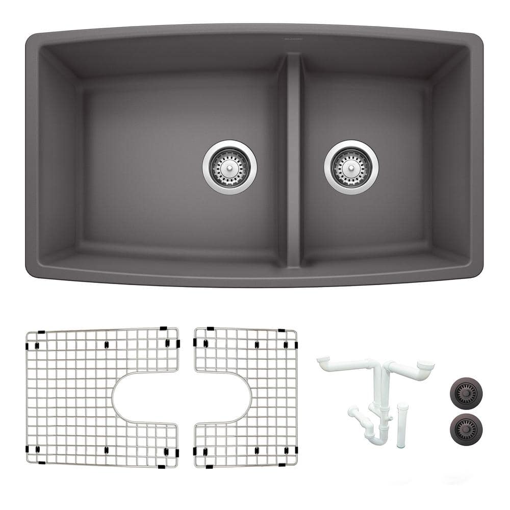Reviews for Blanco Performa 33 in. Undermount Double Bowl Cinder