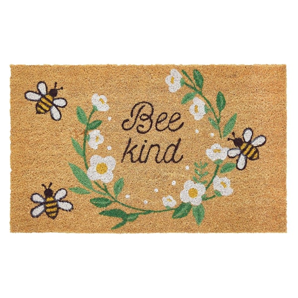 Bee Kind 18 in. x 30 in. Coir Indoor/Outdoor Door Mat Multi-Colored