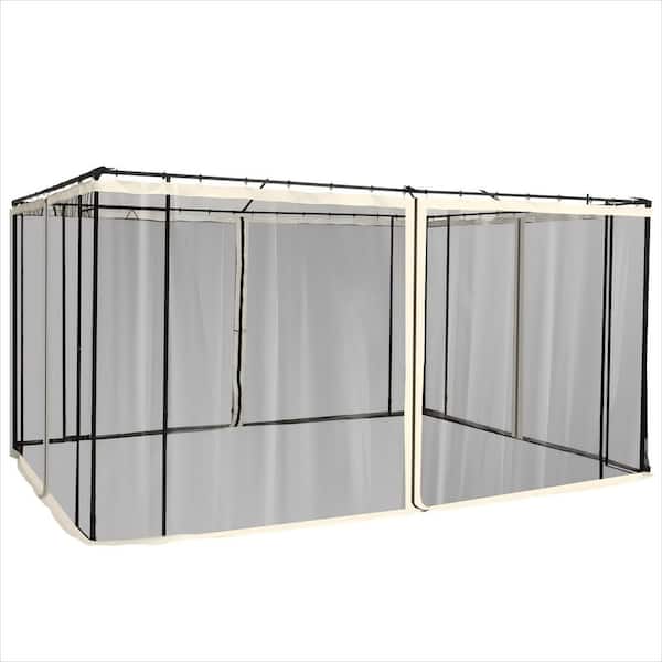 Replacement Mesh Sidewall Netting (Black w/Cream Trim) for 10'x12' 4-Panel Gazebos Zippered Polyester (Sidewall Only)