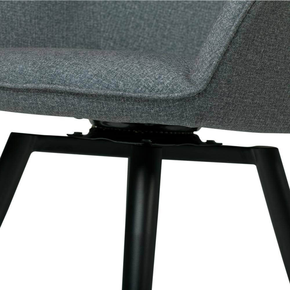 Charcoal Gray Metal Swivel Armchair with Upholstered Seat
