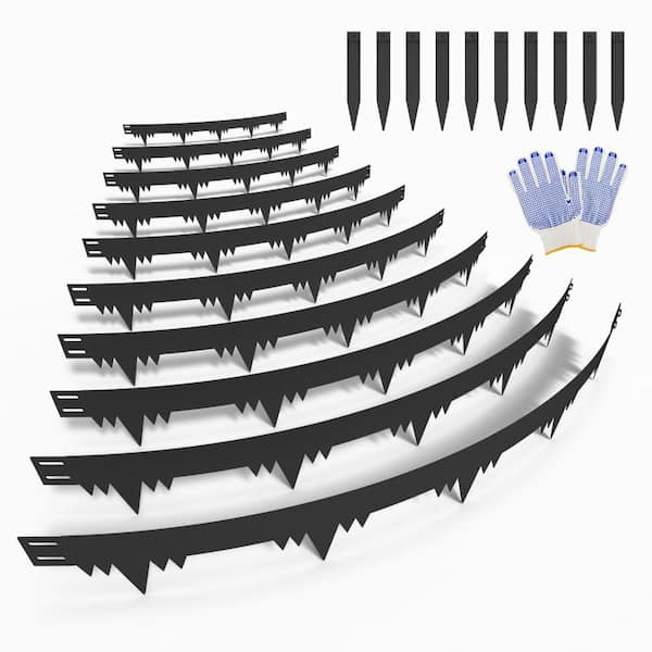 35FT Metal Landscape Edging Border, 10 Pack 42 x 4.5 in Galvanized Steel Lawn Edging with 10 Stakes, Black