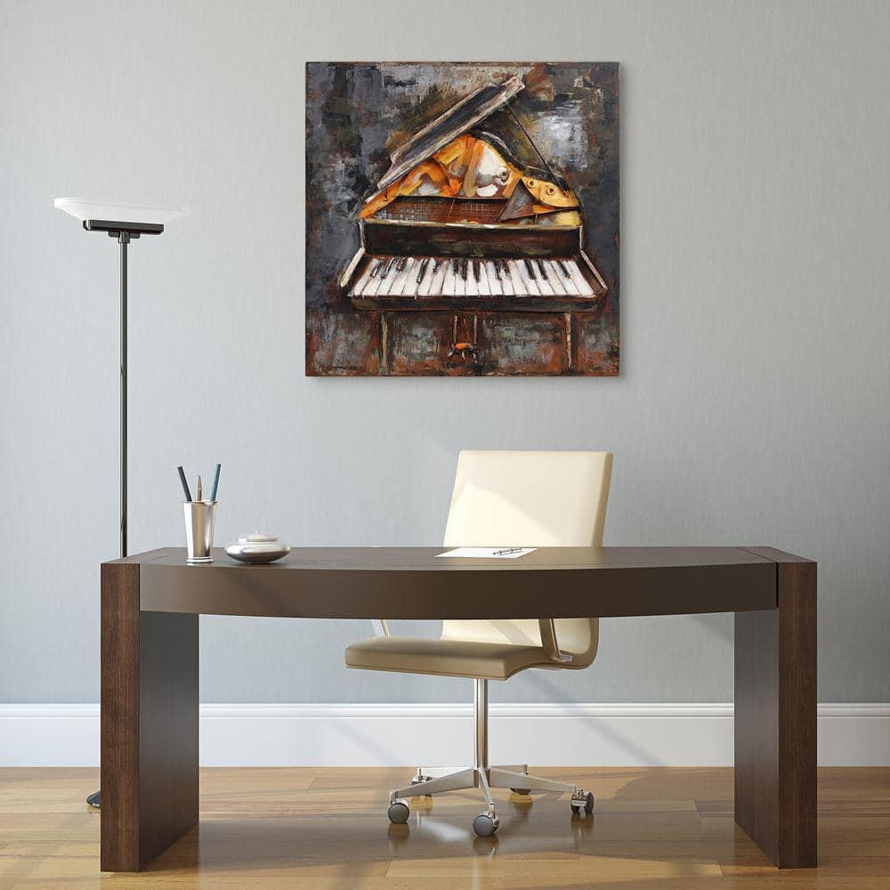 Magic Keys Multicolor Hand Painted Metal Piano Wall Art, 32" x 32"
