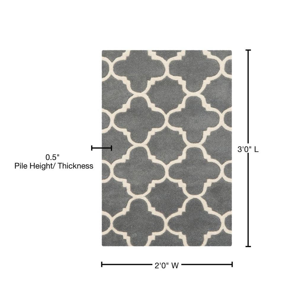 Hand-Tufted Dark Grey & Ivory Wool Round Accent Rug