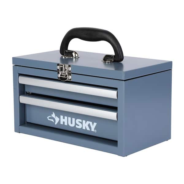 10 in. Cadet Gray Metal Mini Portable Tool Box with 2-Drawers