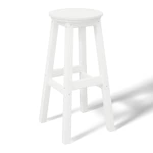 Laguna 29 in. HDPE Plastic All Weather Backless Round Seat Bar Height Outdoor Bar Stool in, White