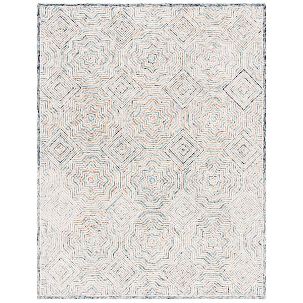 SAFAVIEH Capri Blue/Rust 8 ft. x 10 ft. Diamond Geometric Area Rug