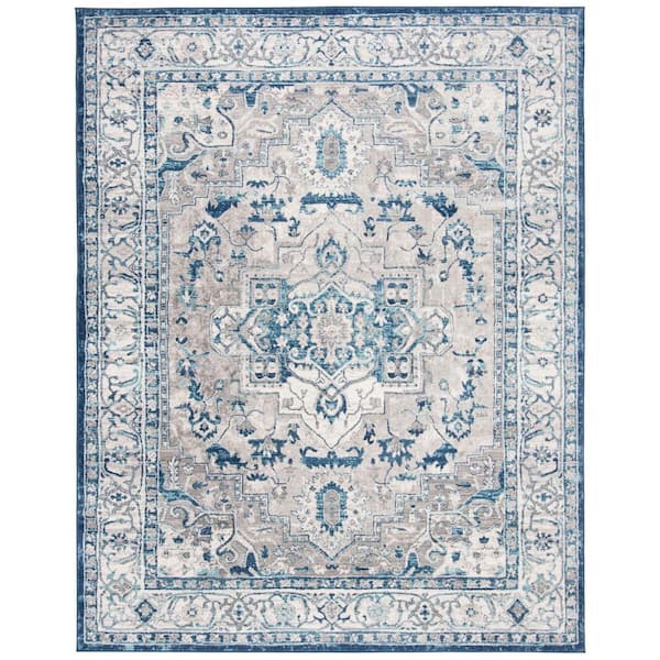 SAFAVIEH Brentwood Light Gray/Blue 11 ft. x 15 ft. Distressed Medallion Area Rug