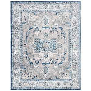 Brentwood Light Gray/Blue 12 ft. x 18 ft. Distressed Medallion Area Rug
