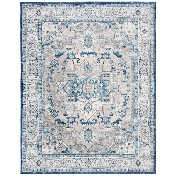 SAFAVIEH Brentwood Light Gray/Blue 12 ft. x 18 ft. Distressed Medallion Area Rug