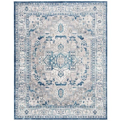SAFAVIEH Victoria Collection VIC933F Vintage Oriental Medallion Distressed Non-Shedding Living Room Dining Bedroom Area Rug 6' x 9' Blue/Grey 