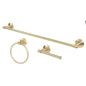 Parsons 3-Piece Bath Hardware Set with Towel Bar Paper Holder Towel Ring in Brushed Gold