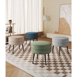 Bailey Mid-Century Modern Multicolor with Black Feet Woven Polyester Blend Upholstered Ottoman (Set of 4)