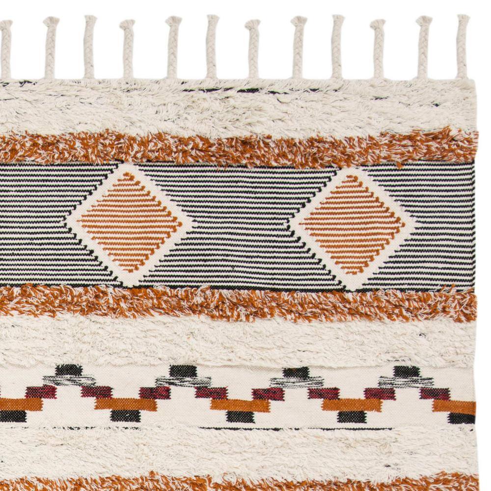 Ivory Geometric Hand-knotted Wool 9' x 12' Rug