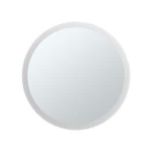 18 in. W x 18 in. H Small Round Frameless LED Anti-Fog Ceiling Wall Mount Bathroom Vanity Mirror in Silver
