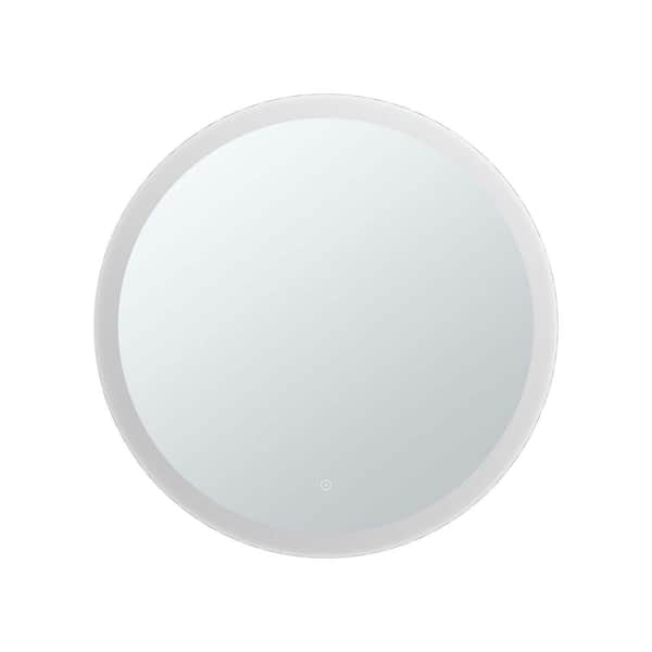 18 in. W x 18 in. H Small Round Frameless LED Anti-Fog Ceiling Wall Mount Bathroom Vanity Mirror in Silver