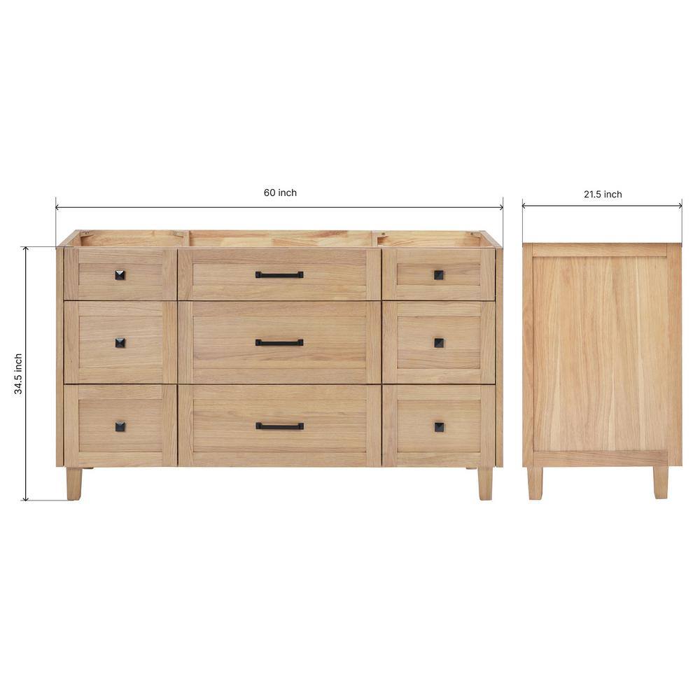 Monroe 60" Oak Freestanding Single Bathroom Vanity