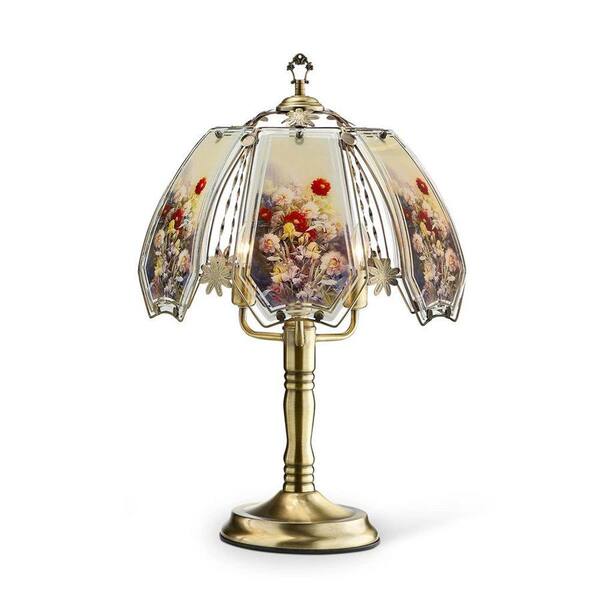ORE International 23.5 in. Gold Floral Garden Touch Lamp