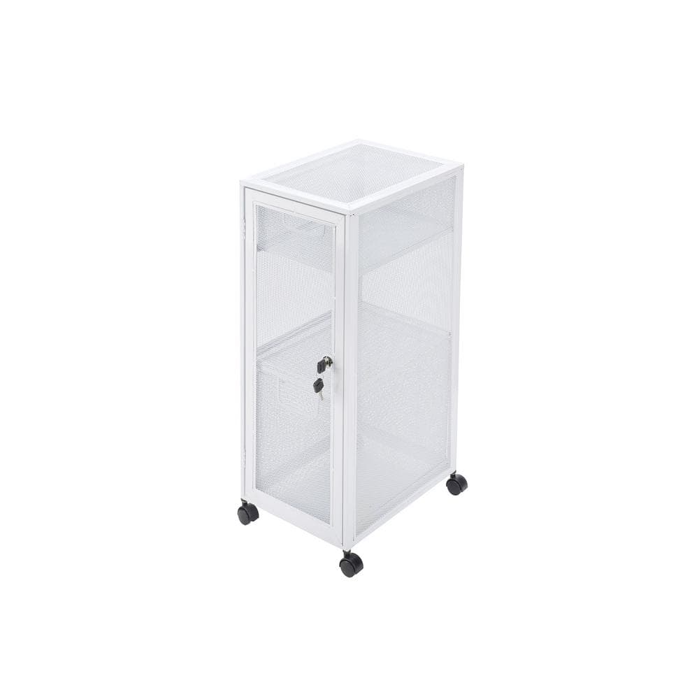 MeshWorks Locker with Locking Door and Wheels, White