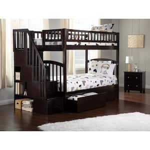 Westbrook Espresso Twin Over Twin Staircase Bunk with 2-Urban Bed Drawers