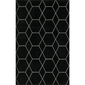 Trellis Frieze Black/Ivory 5 ft. x 8 ft. Geometric Area Rug